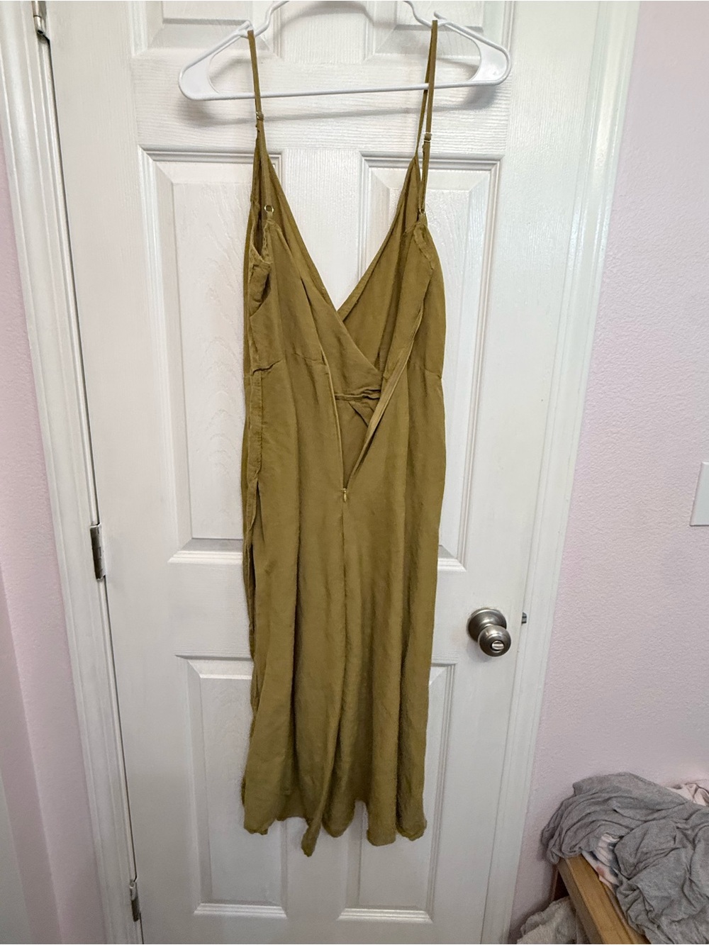 Le Lis Olive Green Wrap-Style Slip Jumpsuit - Picture 2 of 5